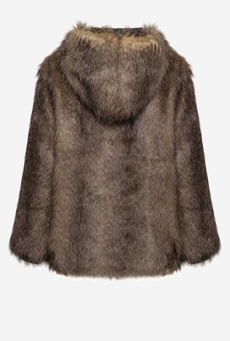 Dámské Bomber Bunda Pinko Faux Fur Tmavě Hnědé Béžový | CZ-50864979