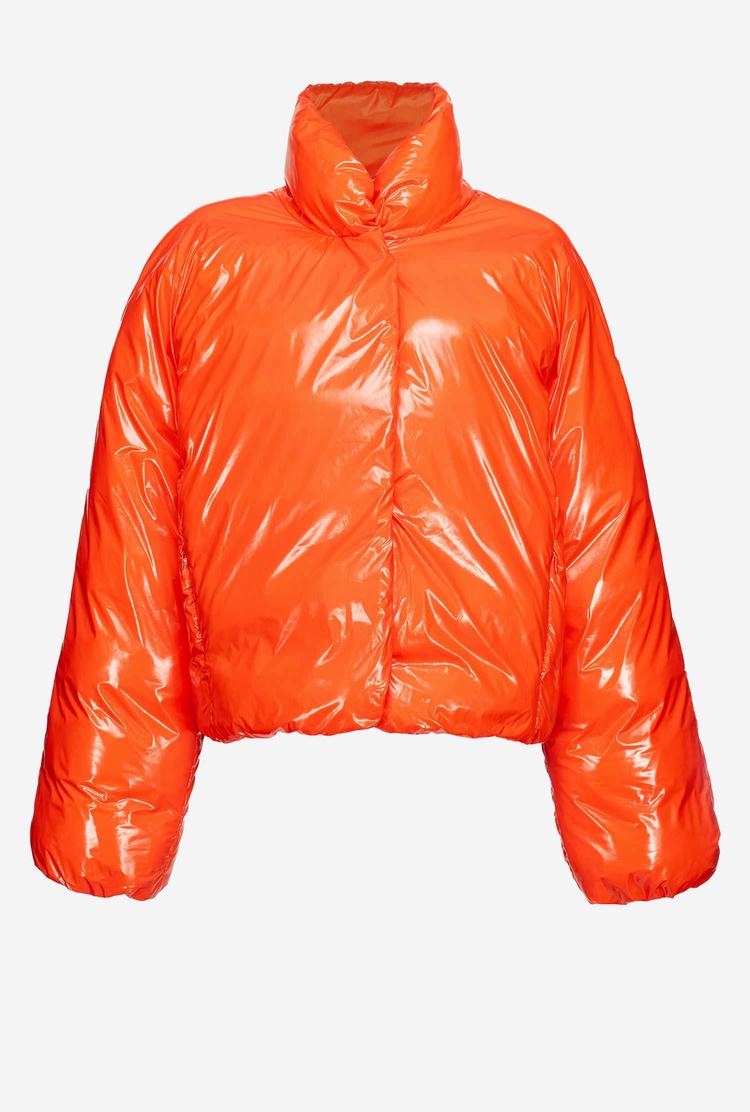 Dámské Bomber Bunda Pinko Polstrovaný Crystal Nylon Oranžové | CZ-28415639