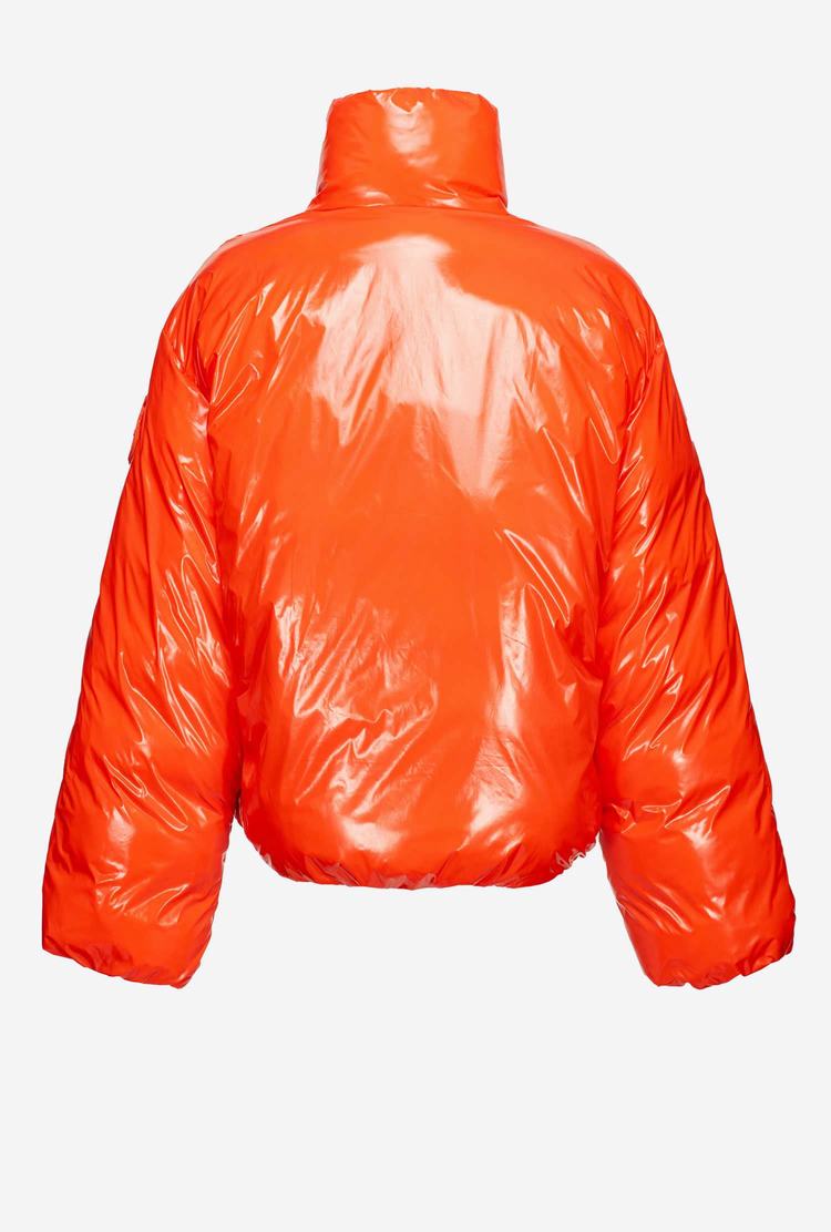 Dámské Bomber Bunda Pinko Polstrovaný Crystal Nylon Oranžové | CZ-28415639