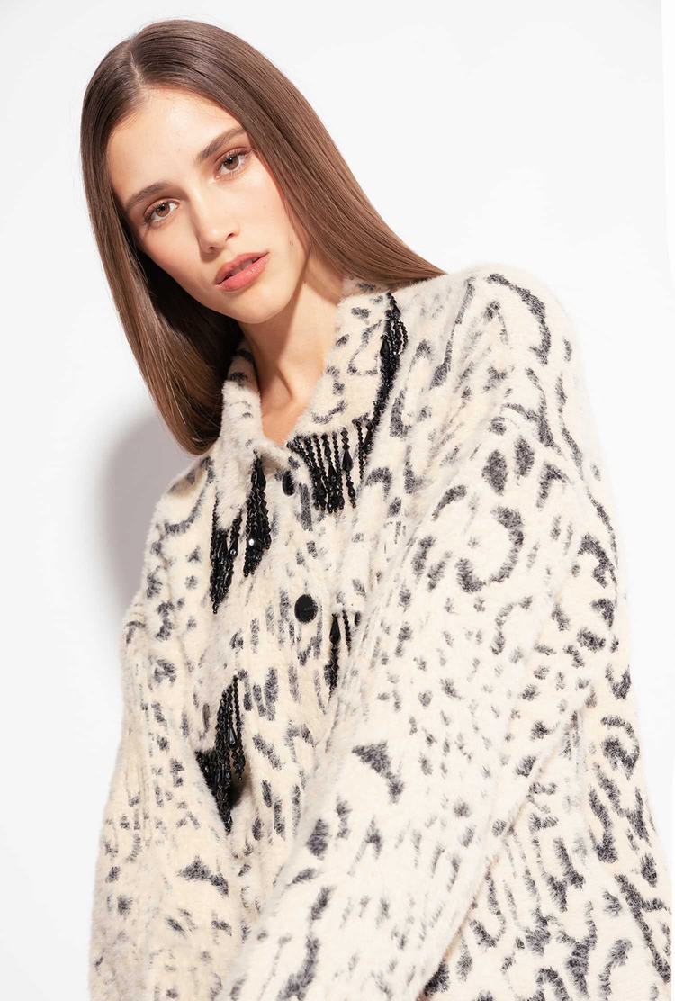 Dámské Bundy Pinko Animal-print Faux Fur Krém Černé | CZ-83506299