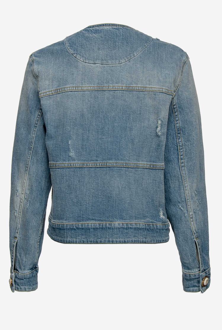 Dámské Bundy Pinko Used-effect Denim Šedé Blankyt | CZ-64219709