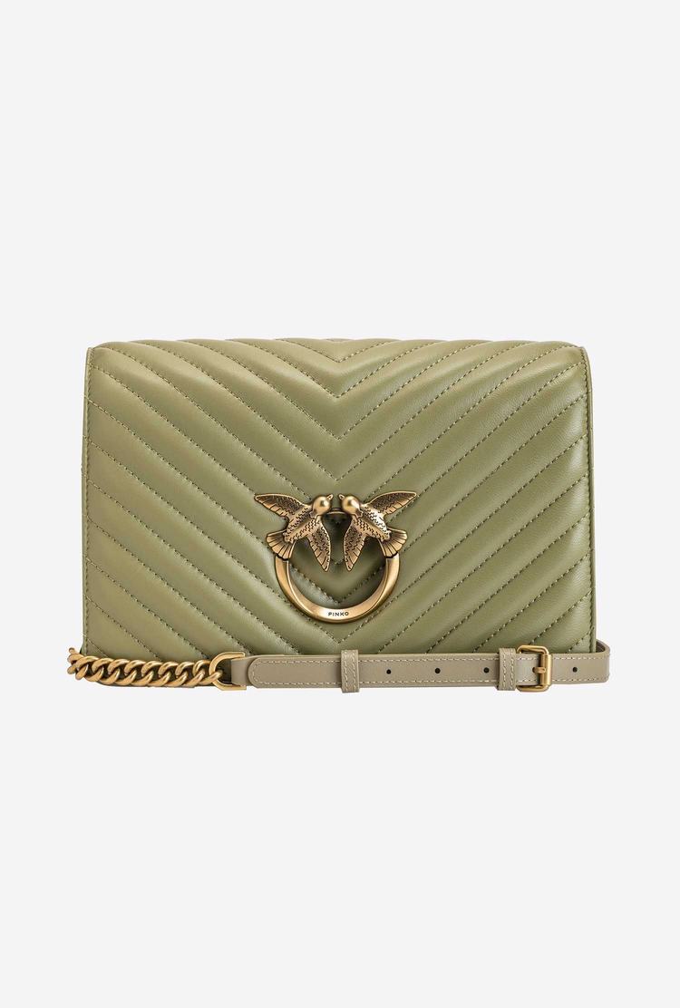 Dámské Crossbody Kabelky Pinko Classic Love Bag Click Chevron Olivy Zelené Zelene Zlaté | CZ-59647329