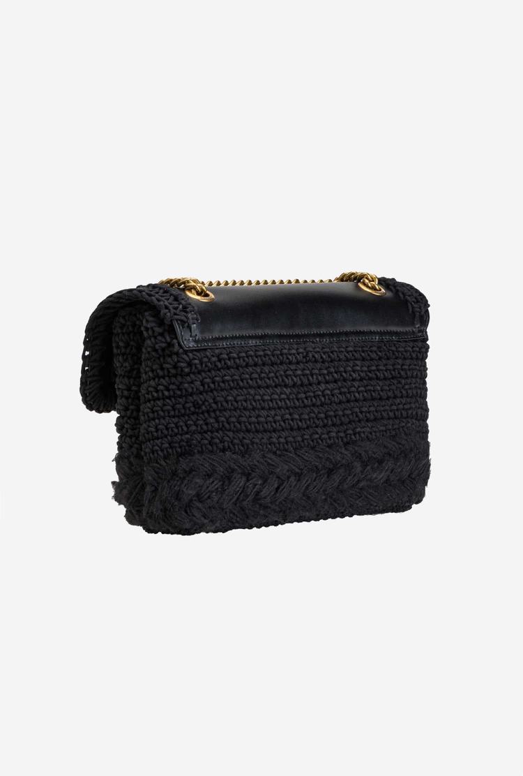 Dámské Crossbody Kabelky Pinko Classic Love Bag Puff Crochet Černé Zlaté | CZ-71485329