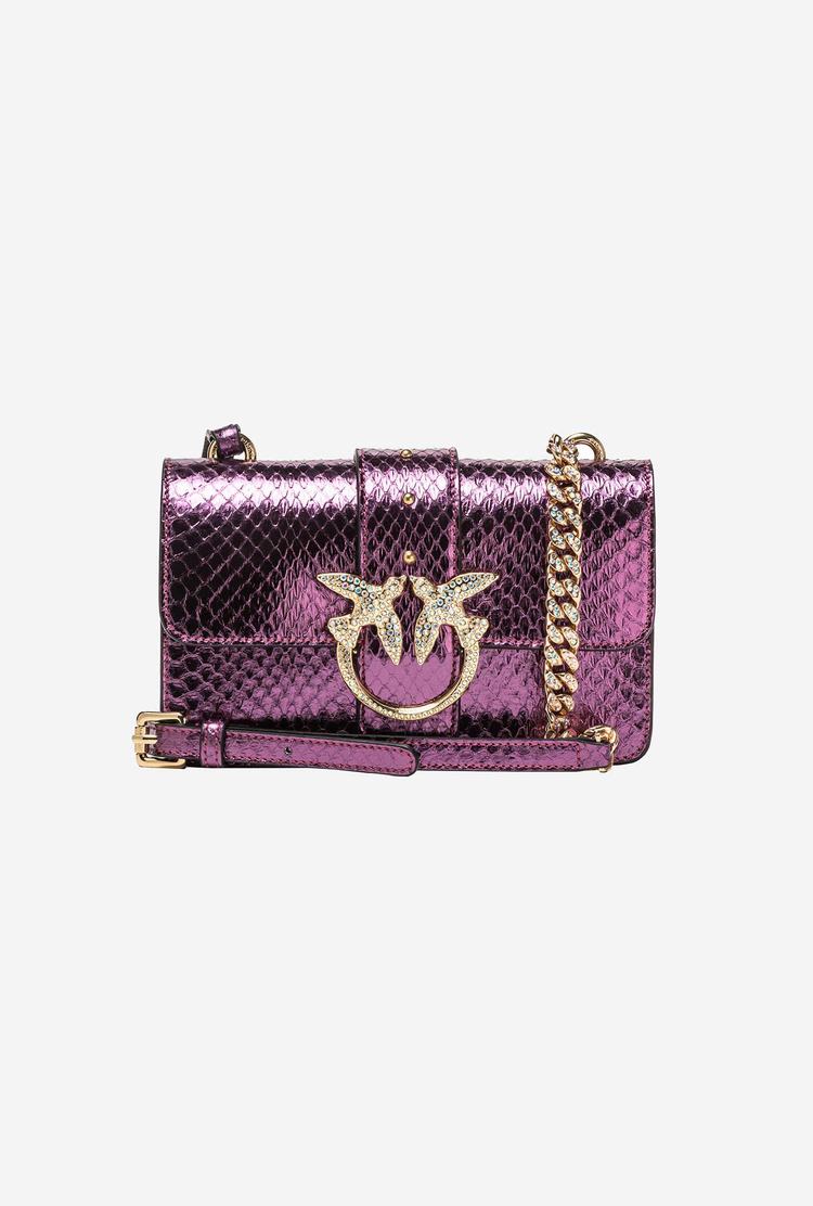 Dámské Crossbody Kabelky Pinko Galleria Laminated Reptile Mini Love Bag One Fialové Zlaté | CZ-56719209