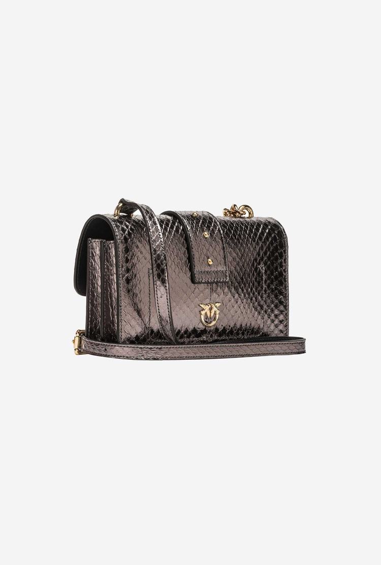 Dámské Crossbody Kabelky Pinko Galleria Laminated Reptile Mini Love Bag One Šedé Zlaté | CZ-69452319