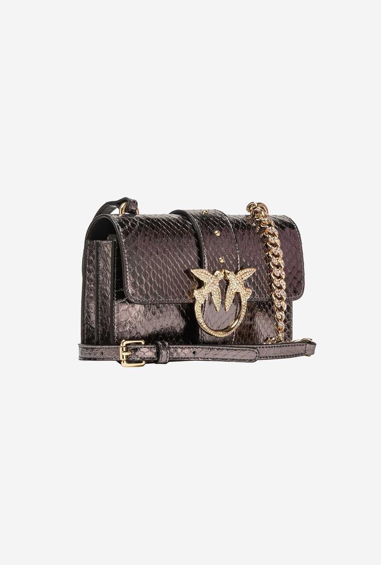 Dámské Crossbody Kabelky Pinko Galleria Laminated Reptile Mini Love Bag One Šedé Zlaté | CZ-69452319