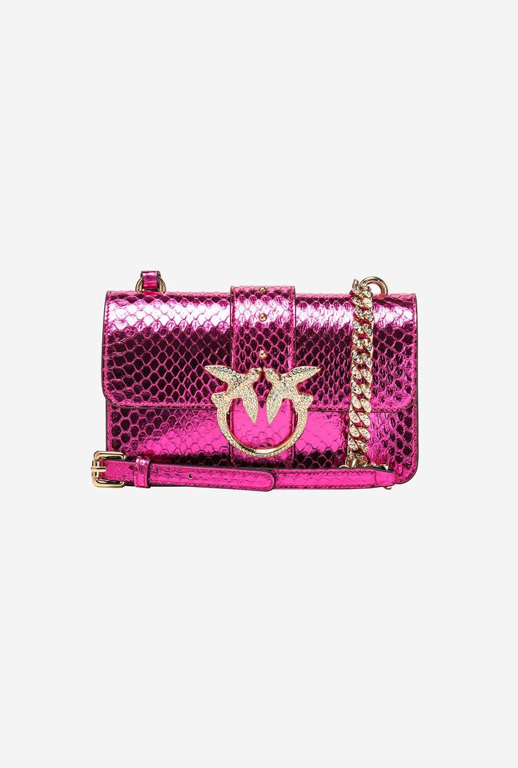 Dámské Crossbody Kabelky Pinko Galleria Laminated Reptile Mini Love Bag One Fuchsie Zlaté | CZ-75493269