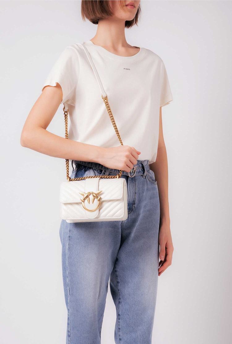 Dámské Crossbody Kabelky Pinko Mini Love Bag Icon V Quilt Bílé Zlaté | CZ-09614759