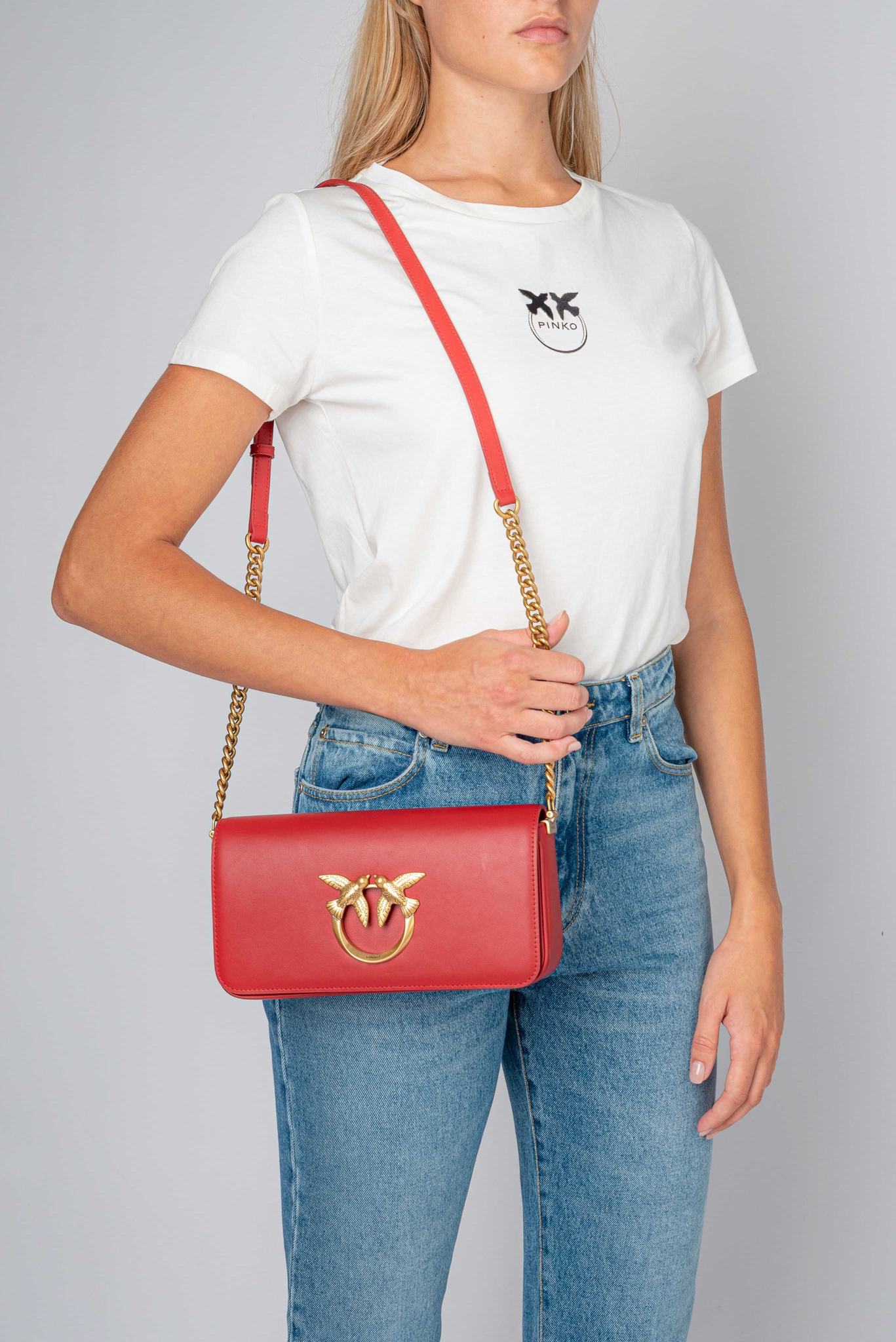 Dámské Crossbody Kabelky Pinko Mini Love Bag Click Baguette Simply Červené Zlaté | CZ-26197809