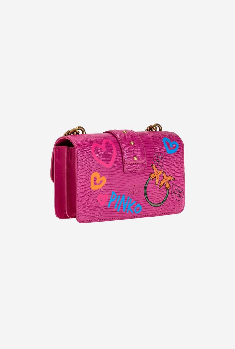 Dámské Crossbody Kabelky Pinko Mini Love Bag Icon Street Art Love Fuchsie Zlaté | CZ-64209539