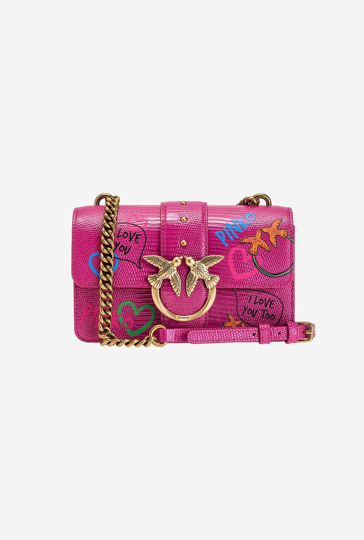 Dámské Crossbody Kabelky Pinko Mini Love Bag Icon Street Art Love Fuchsie Zlaté | CZ-64209539