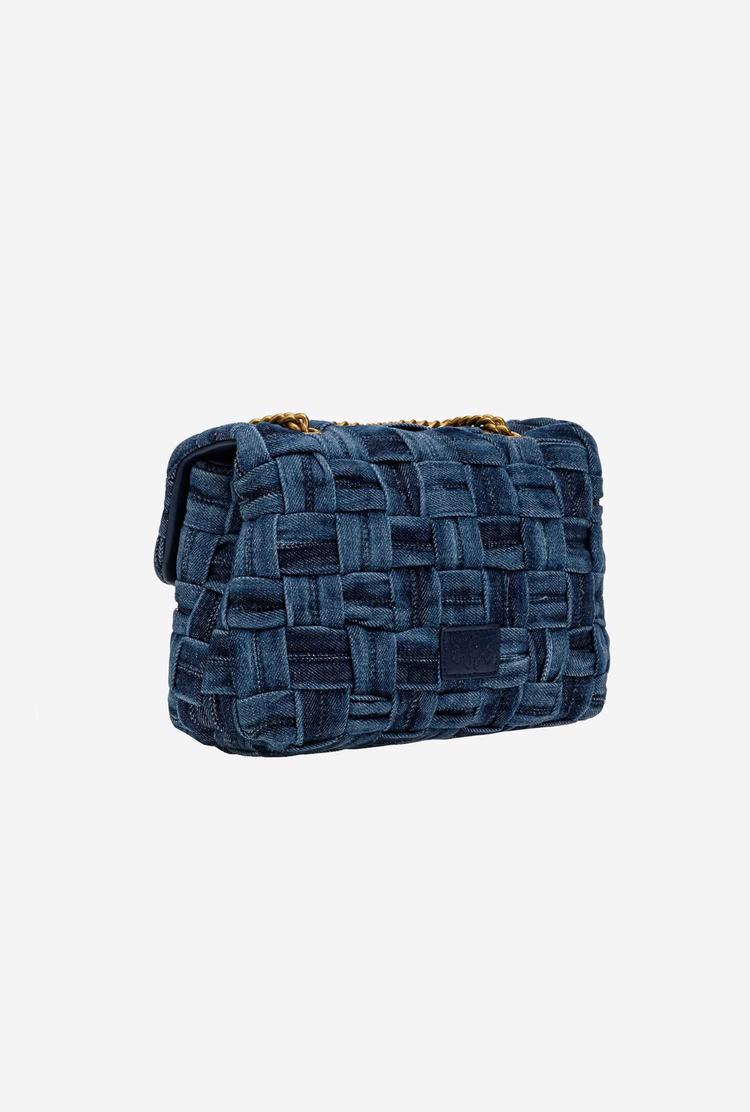 Dámské Crossbody Kabelky Pinko Mini Love Bag Puff Woven Denim Blankyt Tmavě Blankyt Zlaté | CZ-67183409