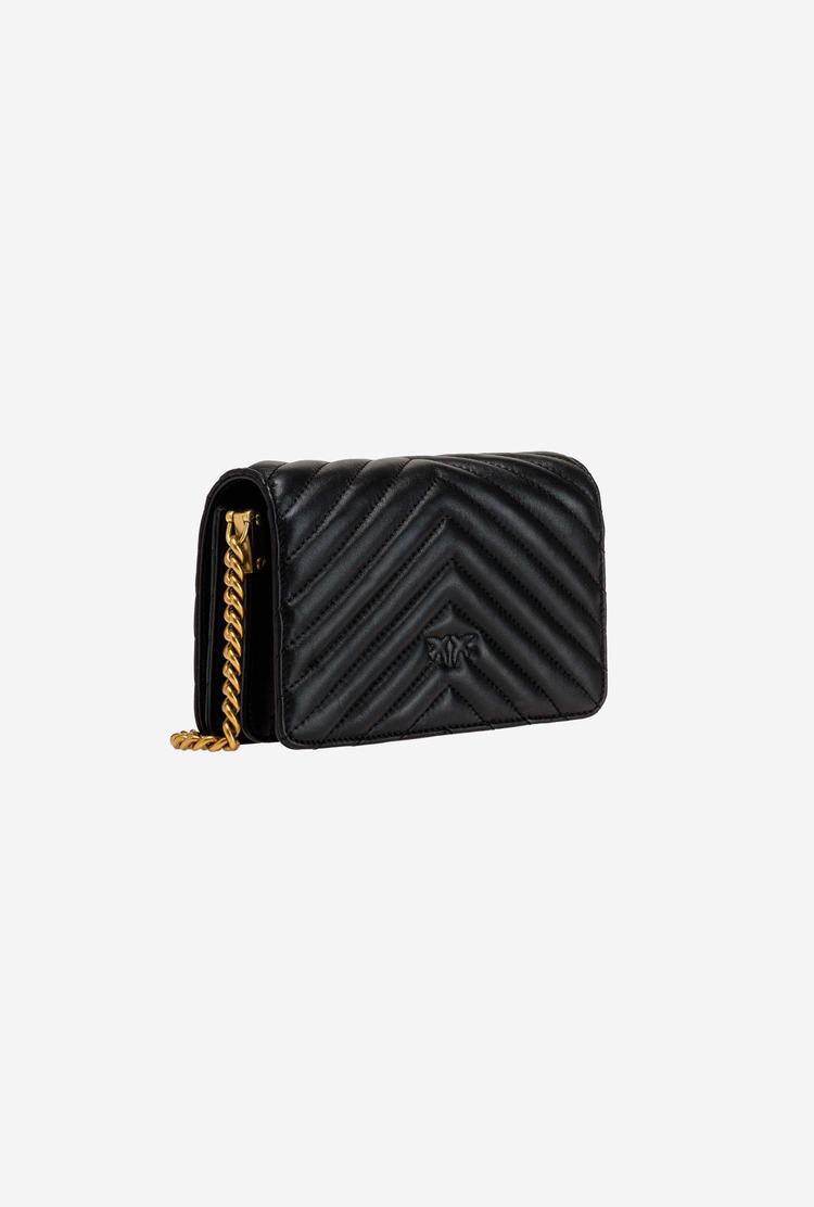 Dámské Crossbody Kabelky Pinko Mini Love Bag Click Chevron Černé Zlaté | CZ-92483169