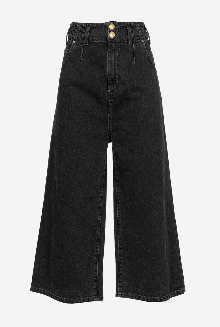 Dámské Džíny Pinko Cropped Široké-leg In Black Denim Šedé | CZ-04635129