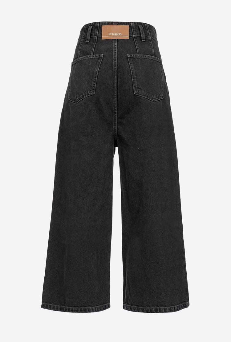 Dámské Džíny Pinko Cropped Široké-leg In Black Denim Šedé | CZ-04635129