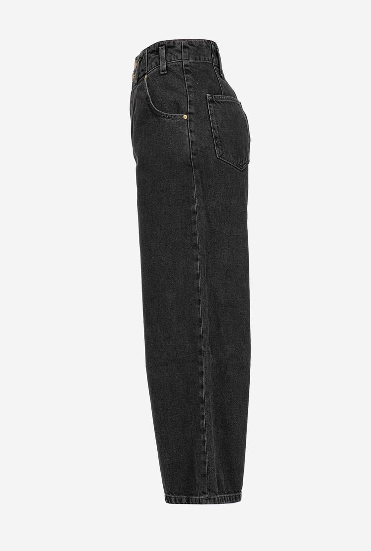 Dámské Džíny Pinko Cropped Široké-leg In Black Denim Šedé | CZ-04635129