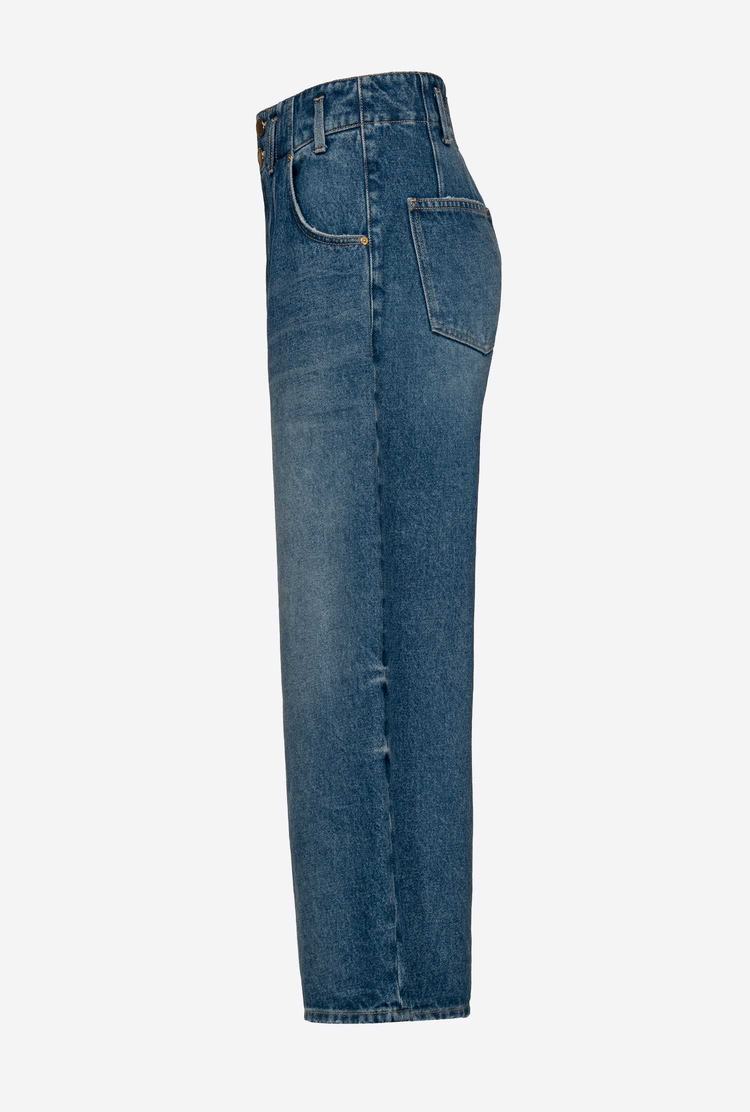 Dámské Džíny Pinko Cropped Široké-leg In Authentic Denim Blankyt | CZ-75281069