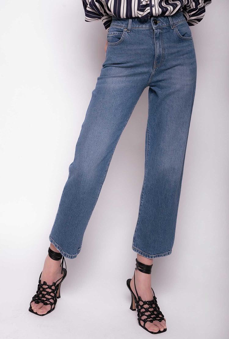 Dámské Džíny Pinko Rovný-cut Recycled Denim Blankyt | CZ-31274509