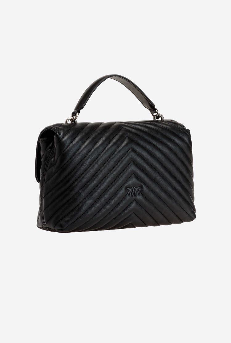 Dámské Kabelky Pinko Lady Love Bag Puff Chevron Černé Stříbrné | CZ-10849379