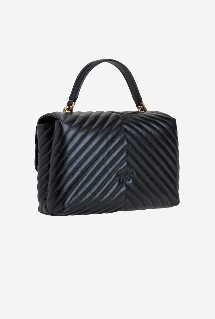 Dámské Kabelky Pinko Lady Love Bag Puff Chevron Černé Zlaté | CZ-24870969