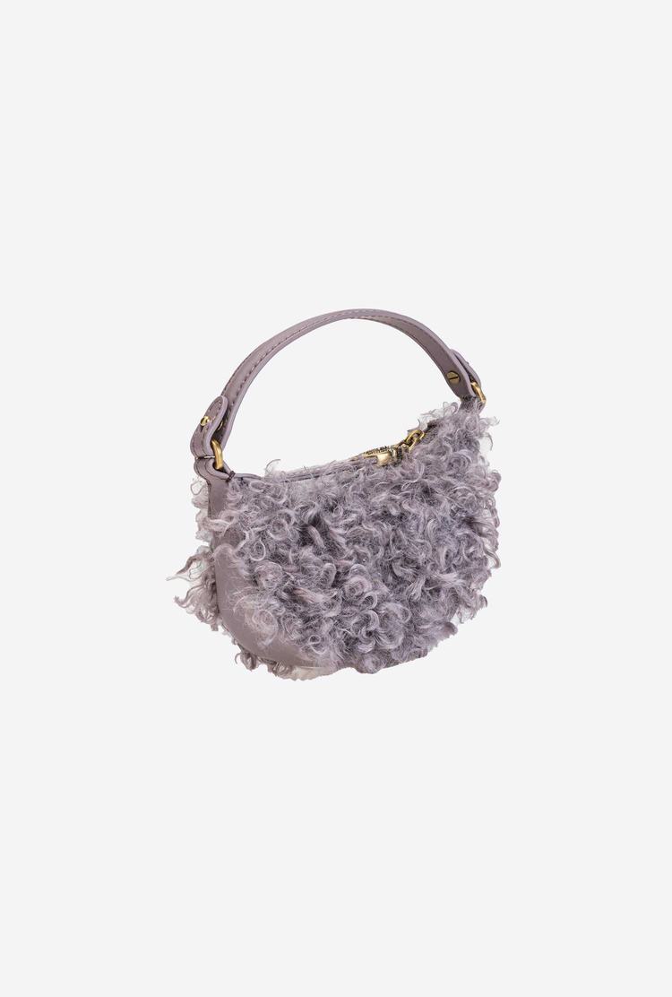 Dámské Kabelky Pinko Micro Long Half Moon Bag Eco Sheepskin Šedé Zlaté | CZ-63107549