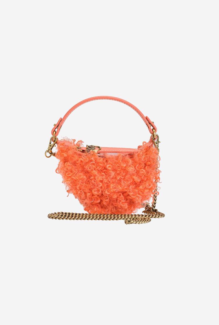 Dámské Kabelky Pinko Micro Long Half Moon Bag Eco Sheepskin Oranžové Zlaté | CZ-90471569