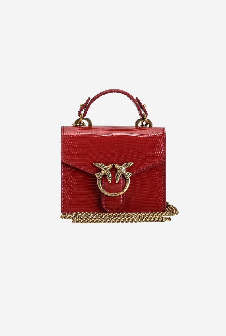 Dámské Kabelky Pinko Micro Love Bag Handle Lizard Červené Zlaté | CZ-09823679