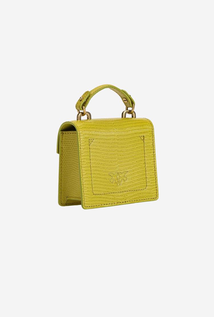 Dámské Kabelky Pinko Micro Love Bag Handle Lizard Zelene Zlaté | CZ-13529649