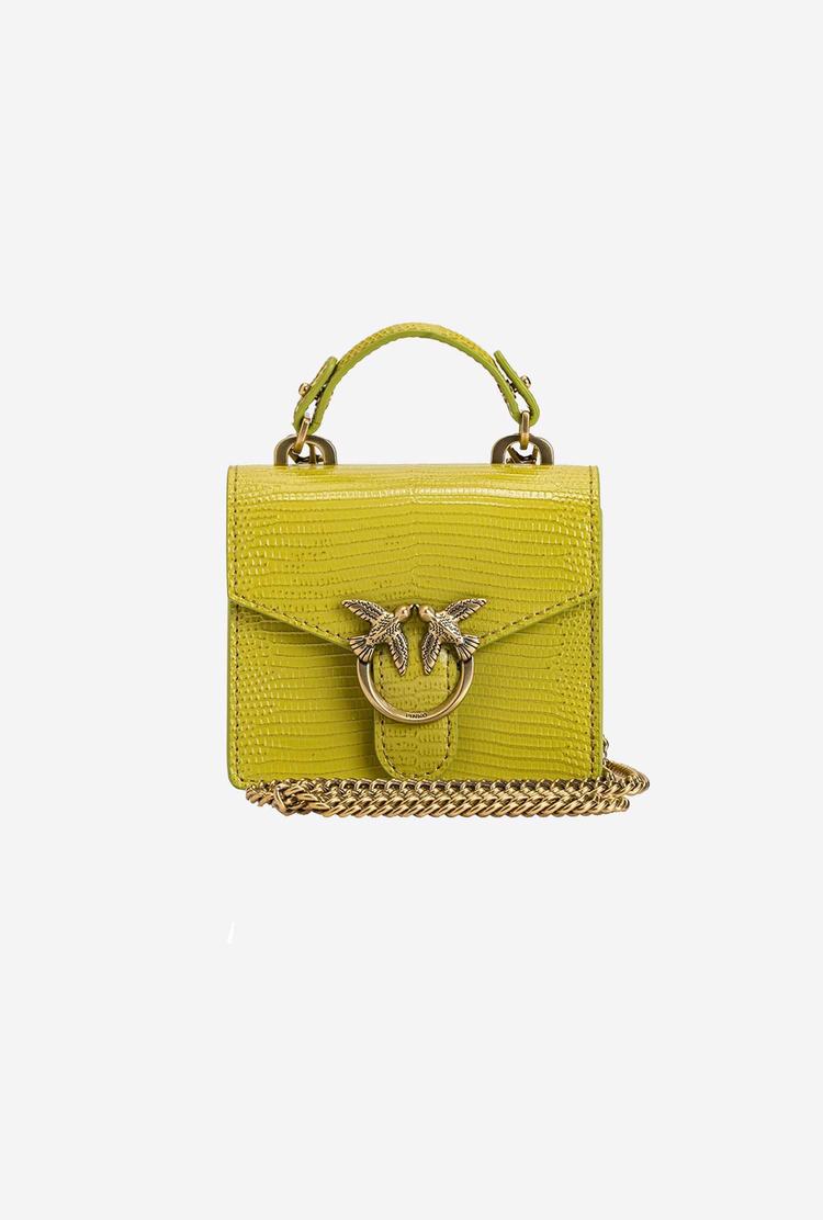 Dámské Kabelky Pinko Micro Love Bag Handle Lizard Zelene Zlaté | CZ-13529649