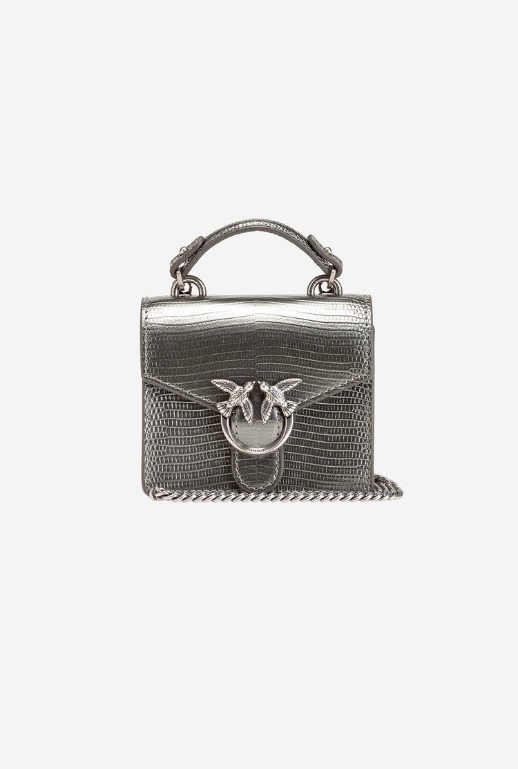 Dámské Kabelky Pinko Micro Love Bag Handle Lizard Titan Stříbrné | CZ-49603759