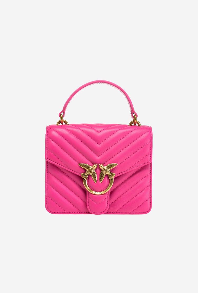 Dámské Kabelky Pinko Mini Love Bag Handle Chevron Fuchsie Zlaté | CZ-23641789