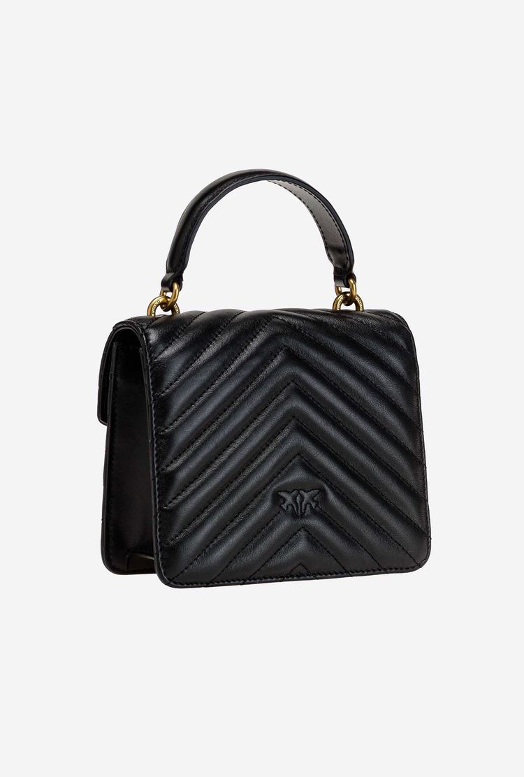 Dámské Kabelky Pinko Mini Love Bag Handle Chevron Černé Zlaté | CZ-71532099