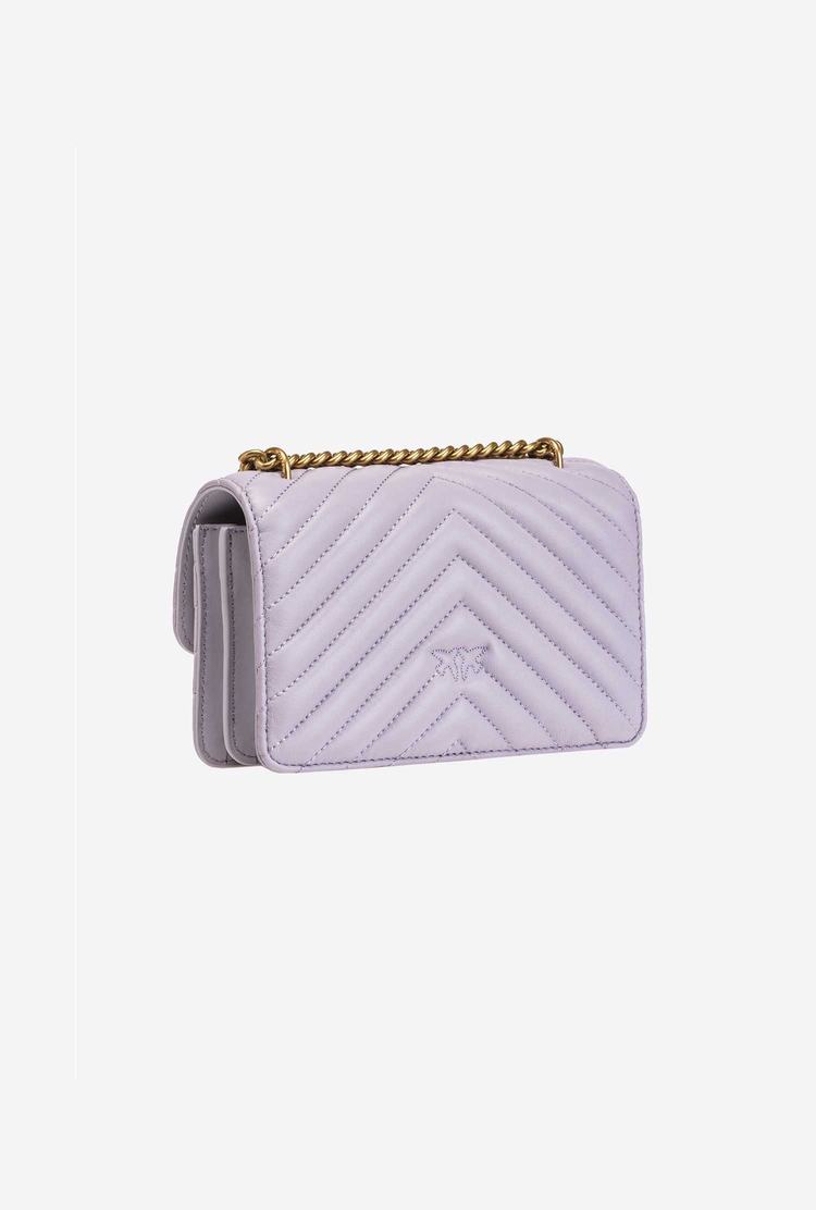 Dámské Kabelky Přes Rameno Pinko Mini Love Bag Icon Chevron Šedé Zlaté | CZ-12675439