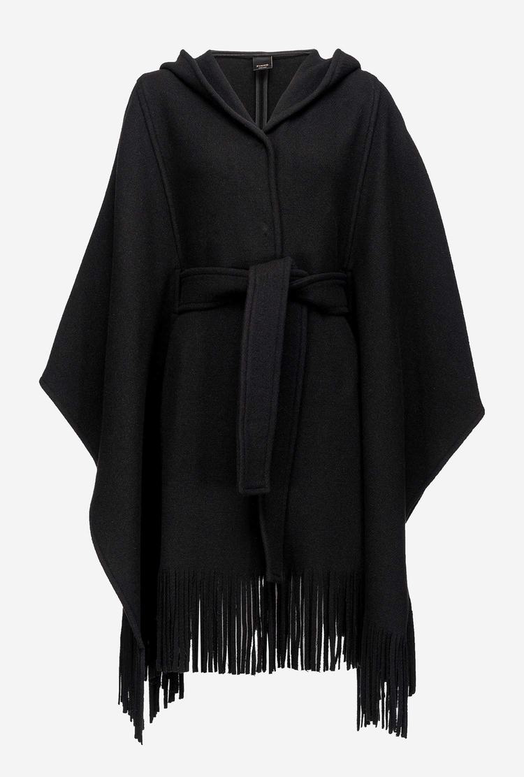 Dámské Kabáty Pinko Fringing Černé | CZ-32451079