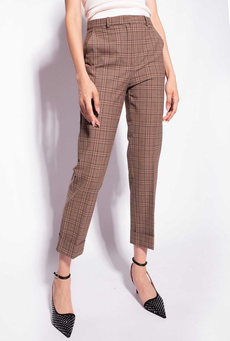 Dámské Kalhoty Pinko Chequered Hnědé | CZ-20897659