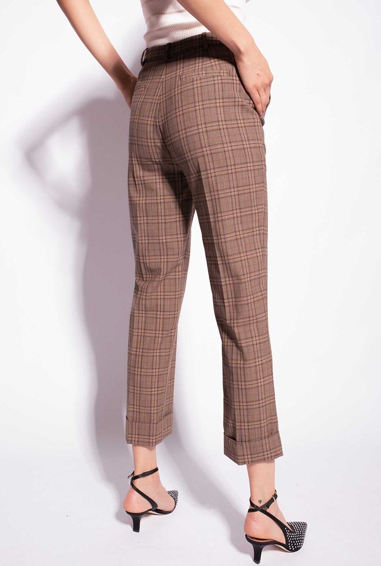 Dámské Kalhoty Pinko Chequered Hnědé | CZ-20897659