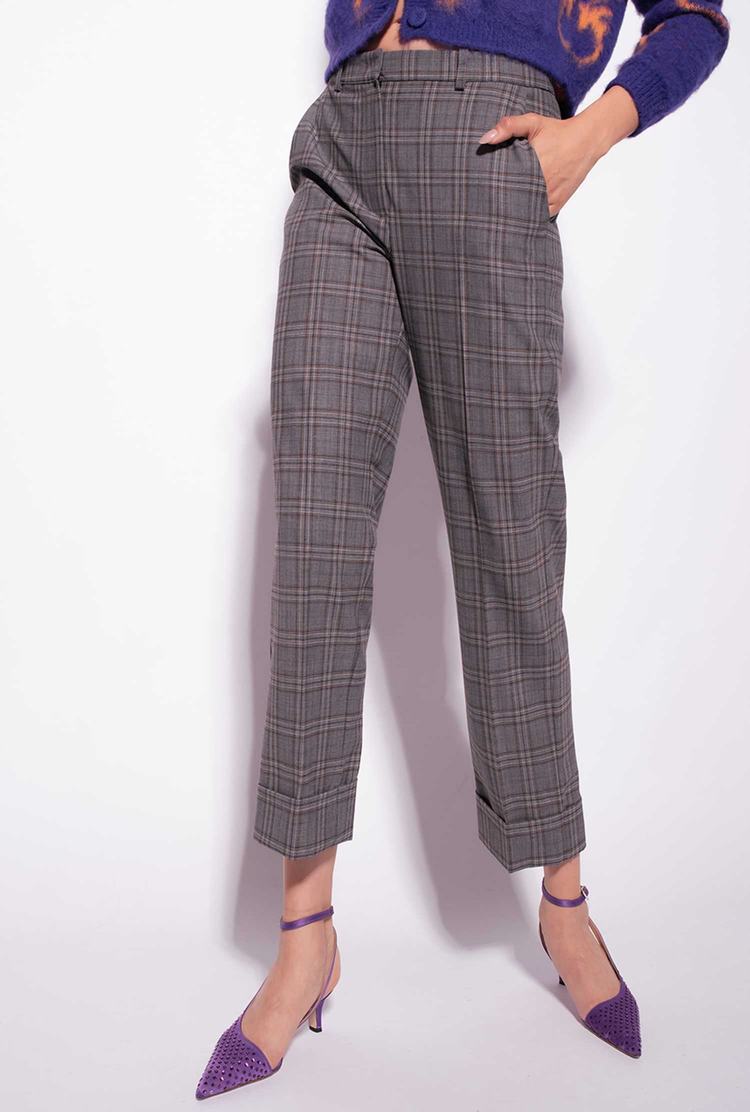 Dámské Kalhoty Pinko Chequered Tmavě Šedé | CZ-30248659