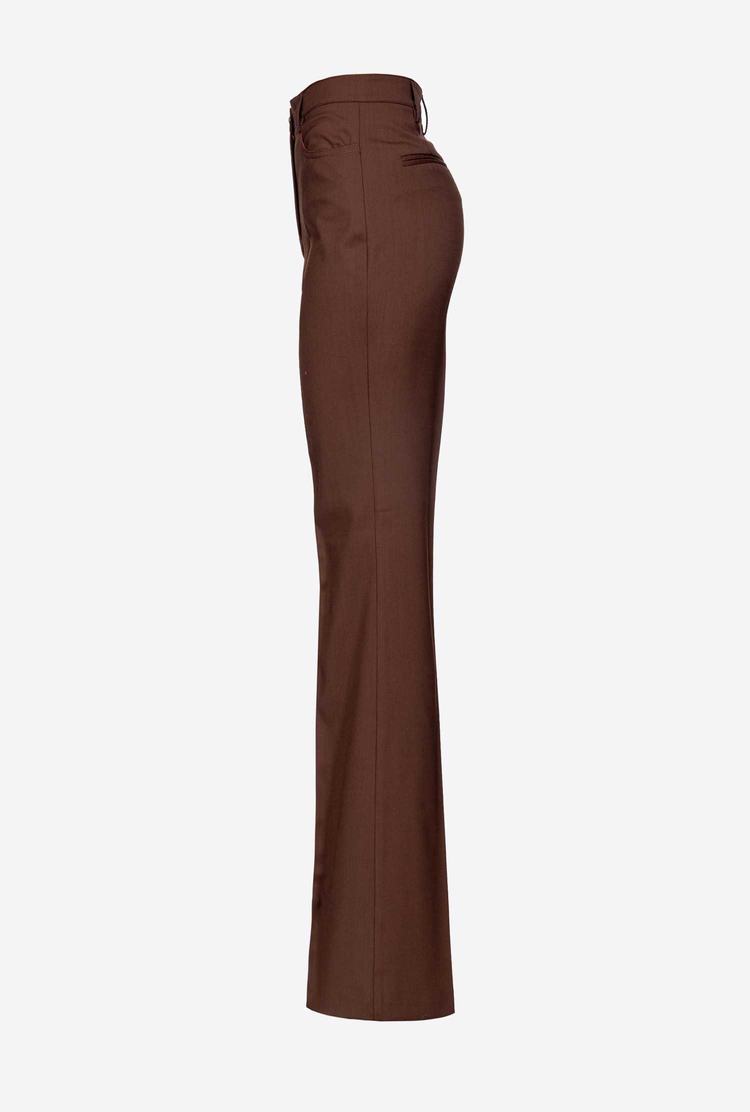 Dámské Kalhoty Pinko Flared Stretch Tmavě Hnědé | CZ-35812499