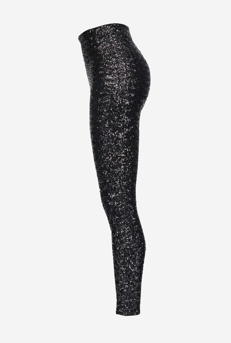 Dámské Kalhoty Pinko Fully Sequinned Černé | CZ-02918749