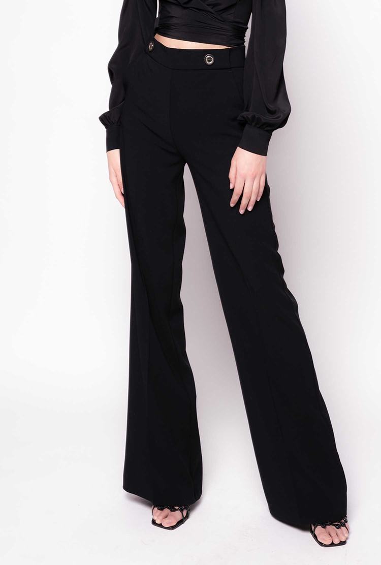 Dámské Kalhoty Pinko High-waisted Buttoned Černé | CZ-28791609