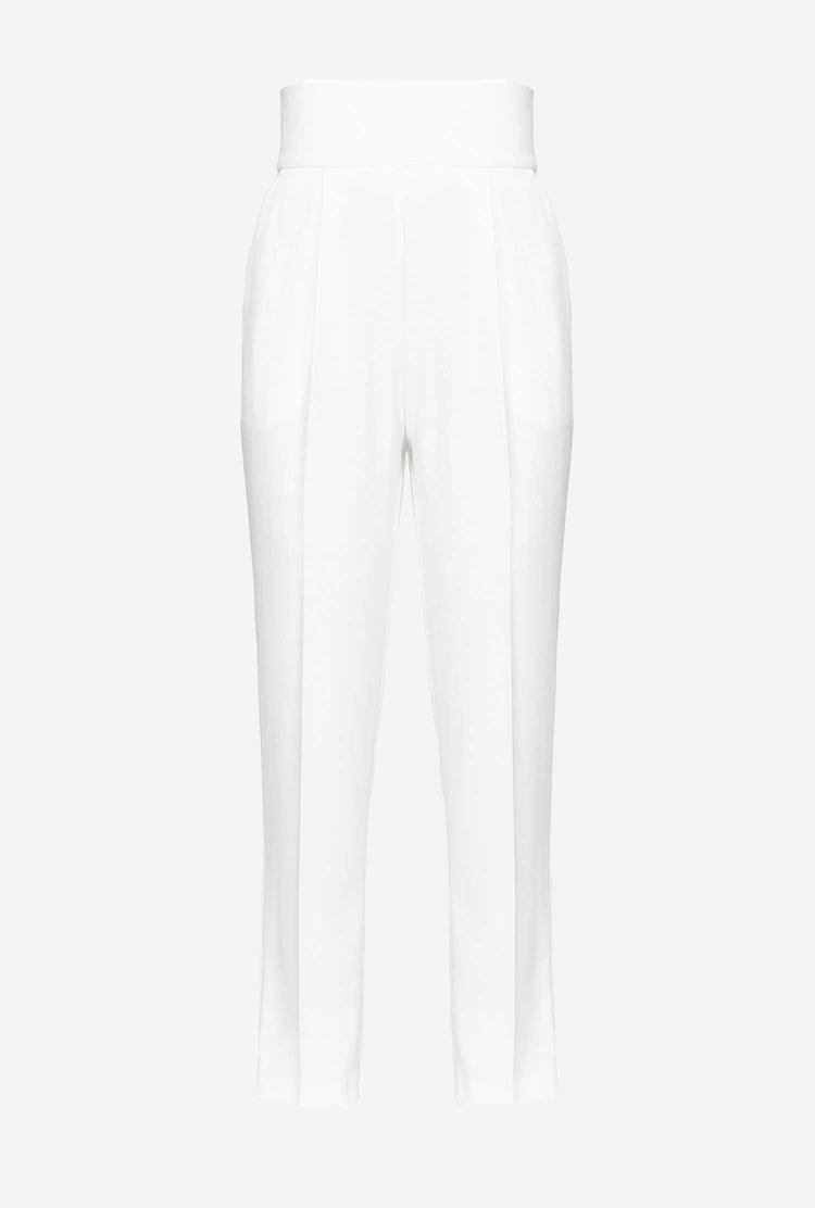 Dámské Kalhoty Pinko High-waisted Stretch Crêpe Bílé | CZ-50134969