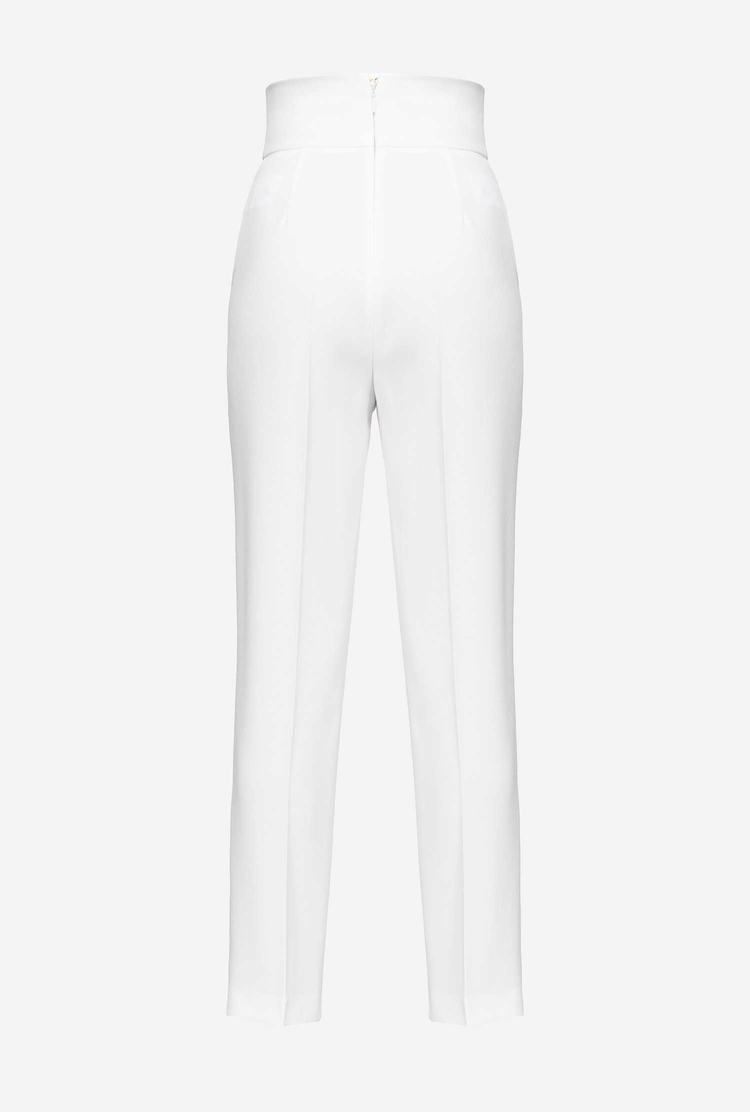 Dámské Kalhoty Pinko High-waisted Stretch Crêpe Bílé | CZ-50134969