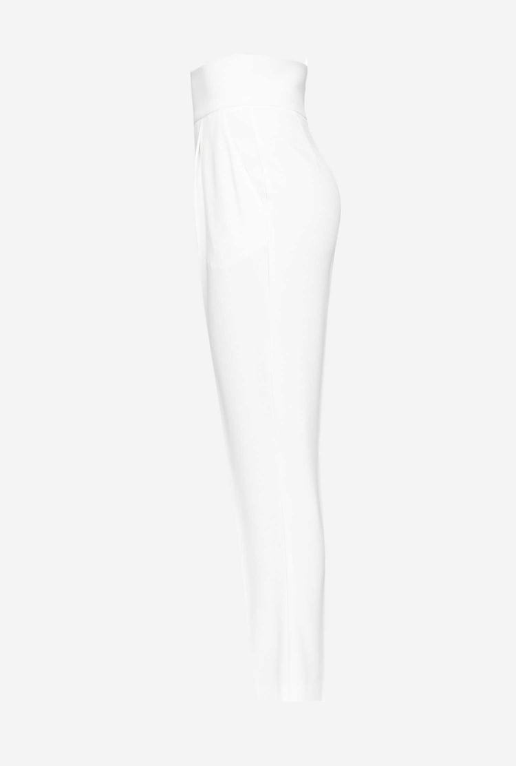 Dámské Kalhoty Pinko High-waisted Stretch Crêpe Bílé | CZ-50134969