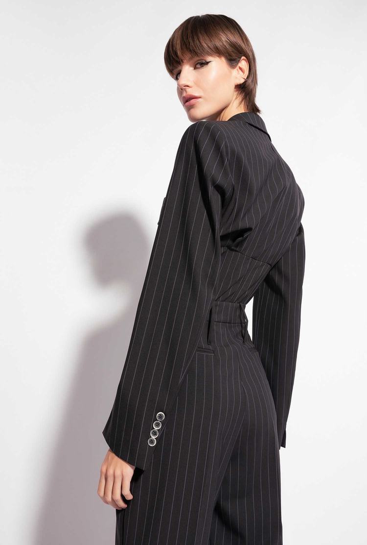 Dámské Kalhoty Pinko Reimagine Pinstriped Černé Šedé | CZ-65478219