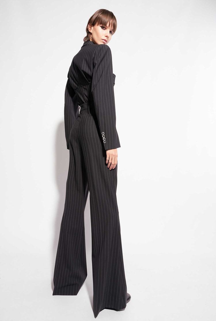 Dámské Kalhoty Pinko Reimagine Pinstriped Černé Šedé | CZ-65478219