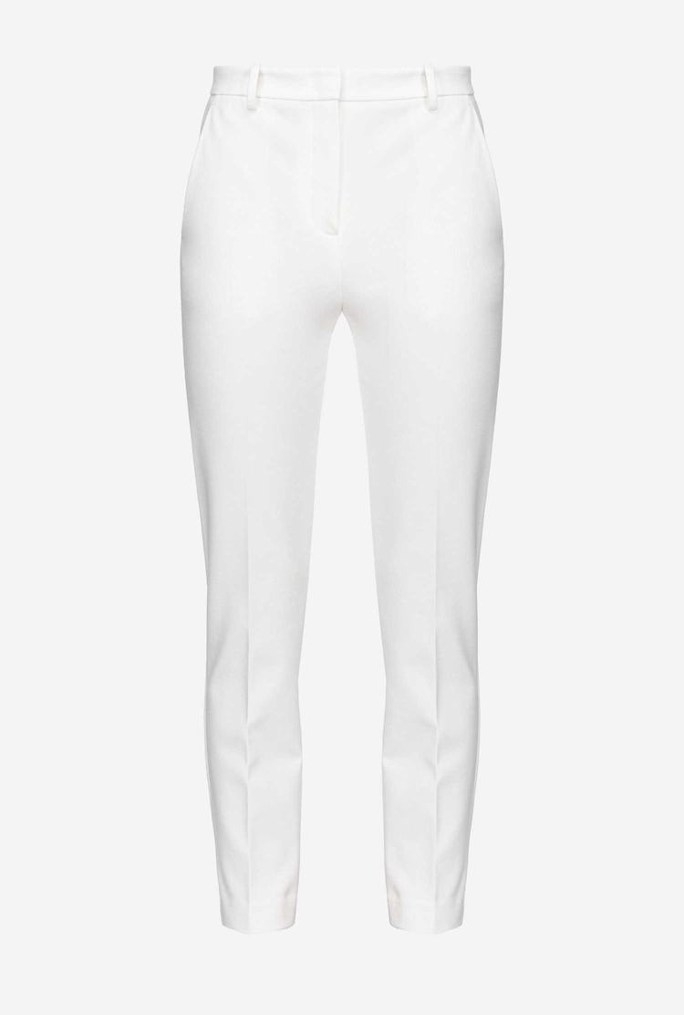 Dámské Kalhoty Pinko Slim-fit Monochrome Bílé | CZ-87630129