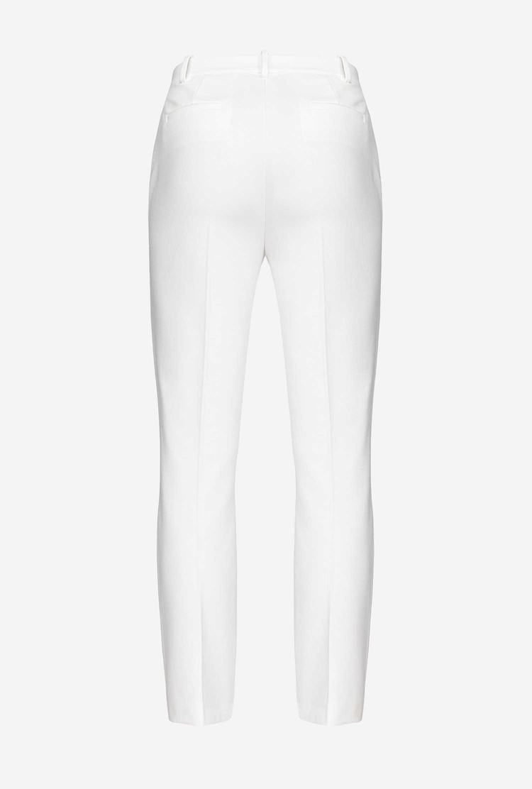 Dámské Kalhoty Pinko Slim-fit Monochrome Bílé | CZ-87630129