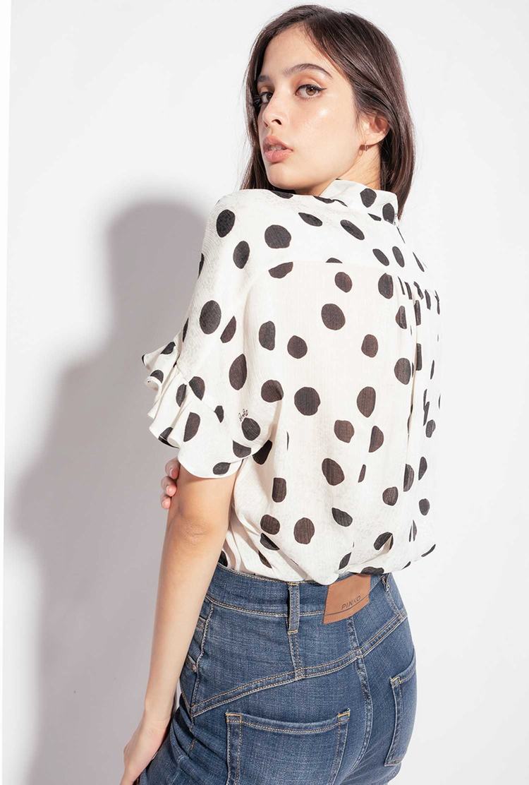 Dámské Košile Pinko Boxy Polka-dot Bílé Černé | CZ-19705849