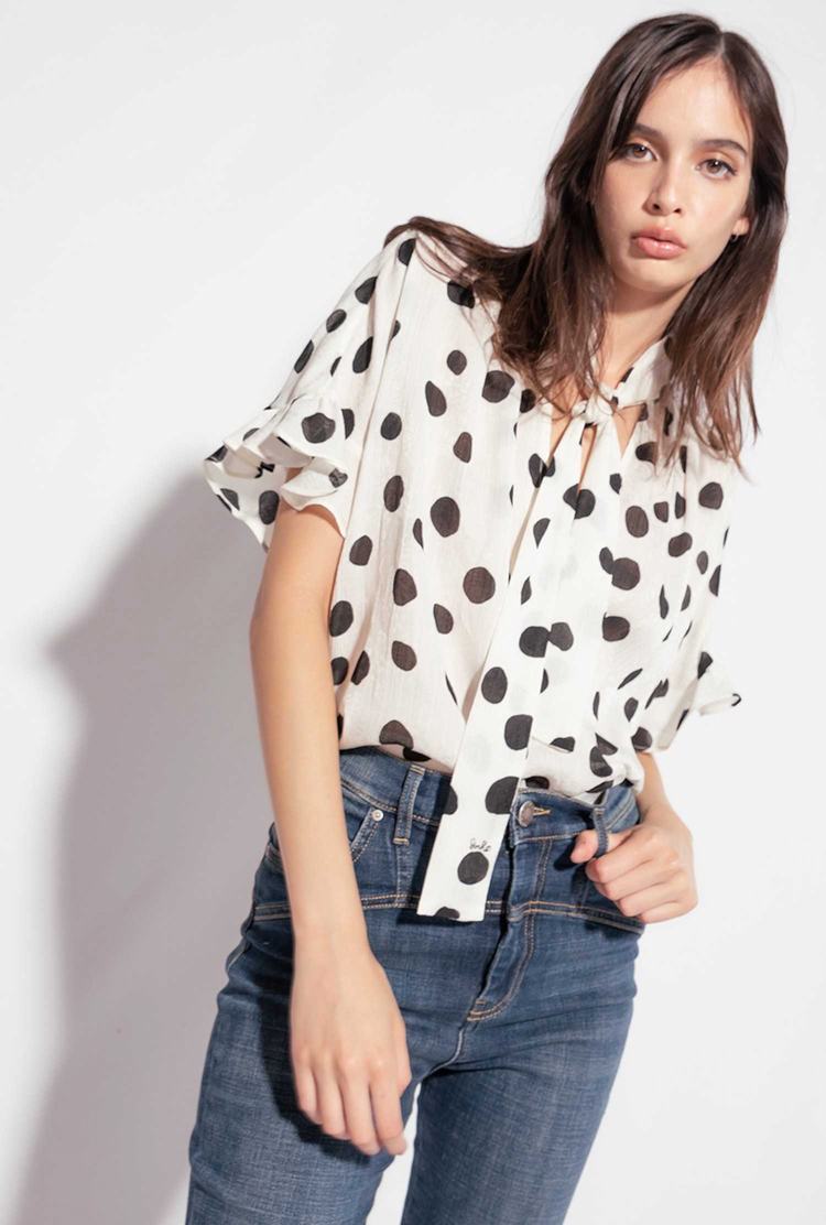 Dámské Košile Pinko Boxy Polka-dot Bílé Černé | CZ-19705849