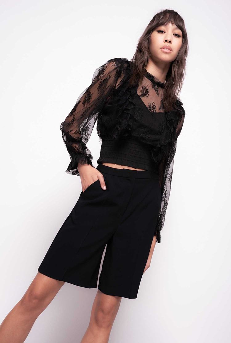 Dámské Košile Pinko Cropped Krajkové Černé | CZ-82390459